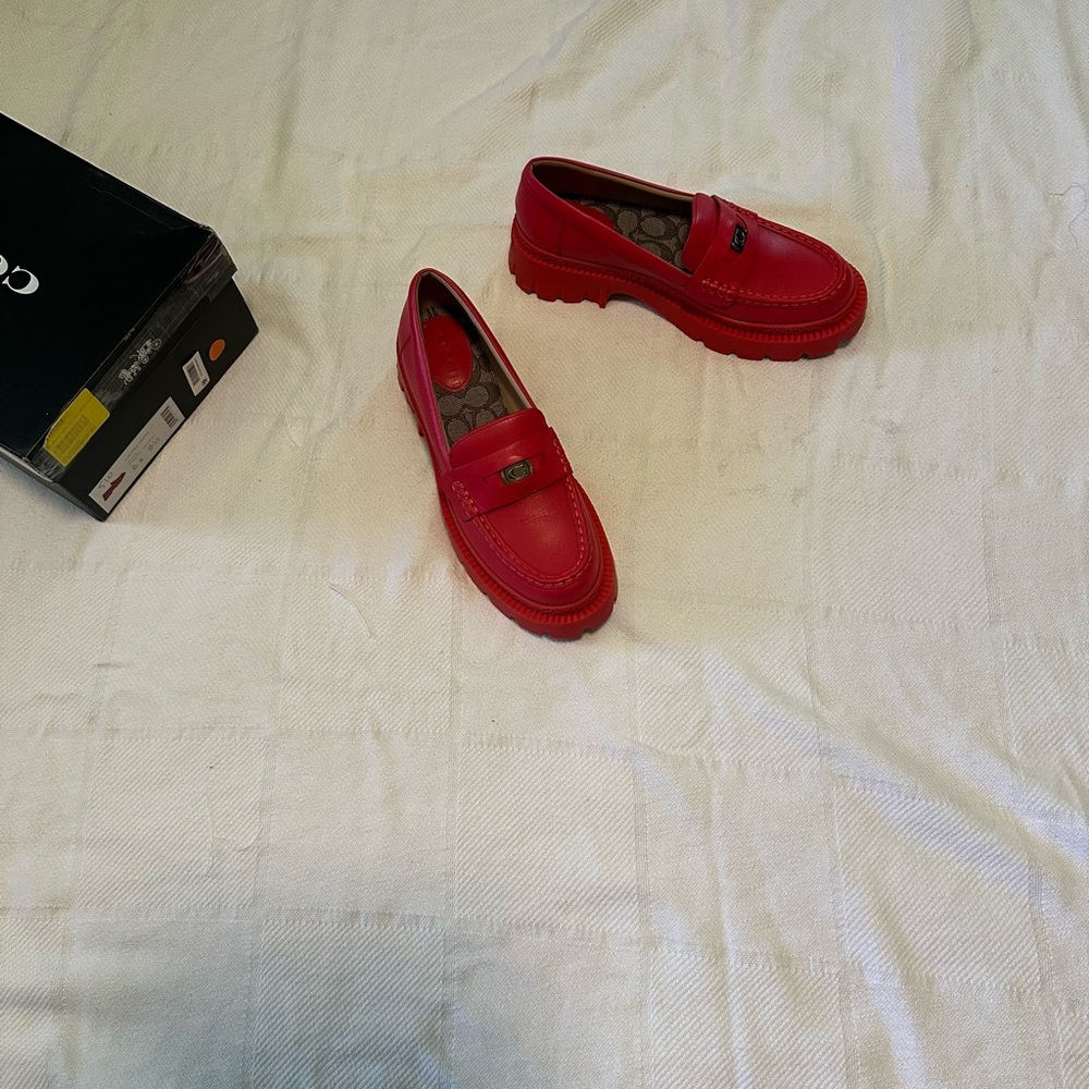 Coach Red Loafers